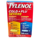 Paquet combiné jour et nuit Tylenol rhume et grippe sévère, 3 x 24 (72 comprimés)